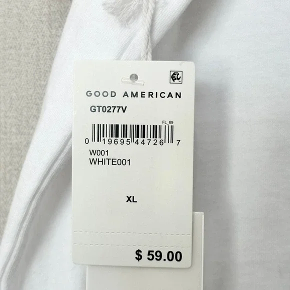 Good American Womens White Essential Short Sleeve Crewneck T-Shirt XL NEW - Picture 3 of 4